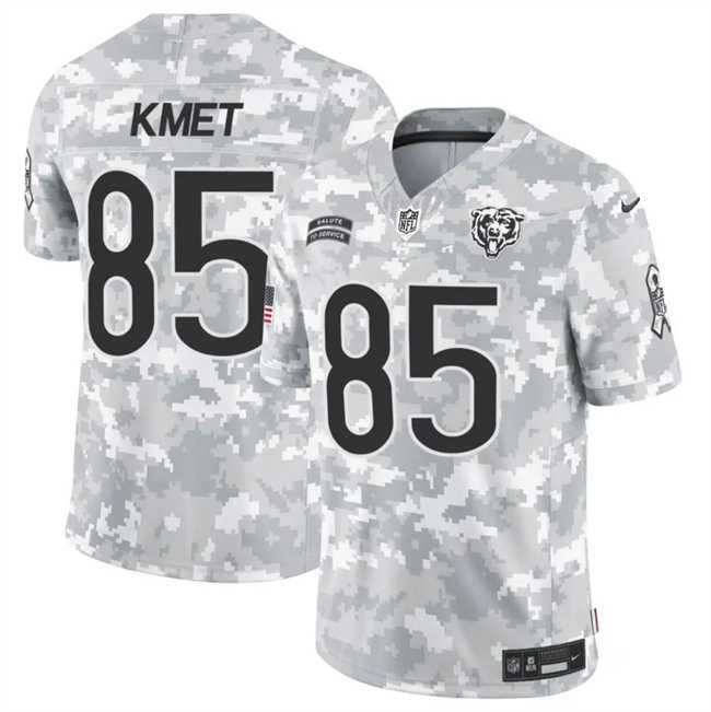 Mens Chicago Bears #85 Cole Kmet 2024 F.U.S.E Arctic Camo Salute To Service Limited Stitched Football Jersey Dzhi